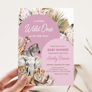 Pink Boho Safari Baby Shower  Invitation