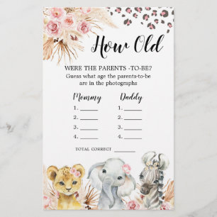 Pink Boho Safari Party Animals How Old Parents