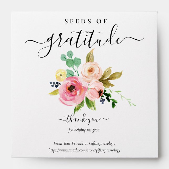 Pink Boho Seeds of Gratitude Gift Seed Packet Envelope (Front)