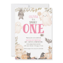 Pink Boho Spooky One 1st Birthday Cute Ghost