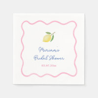 Pink Boho Squiggle Border Lemons Bridal Shower