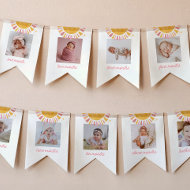 Pink Boho Sun 1st Birthday Photo Banner