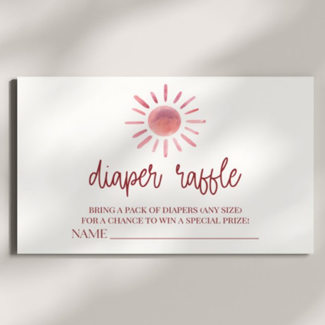 Pink Boho Sunshine Baby Shower Diaper Raffle Enclosure Card (Creator Uploaded)