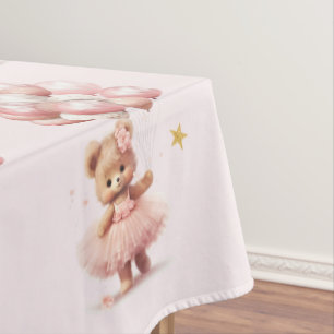 pink boho teddy bear girl baby shower tablecloth