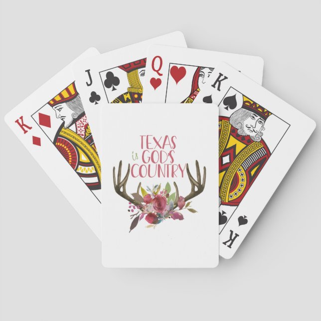 Pink Boho Texas Antlers Poker Cards (Back)