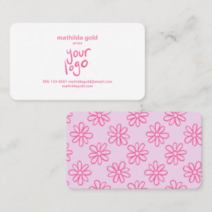 Pink Boho Trendy Vintage Cute Girly Minimalist Business Card