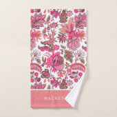 Pink Boho Vintage Floral Monogram Bath Towel Set | Zazzle