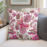 Pink Boho Vintage Floral Print Throw Pillow at Zazzle