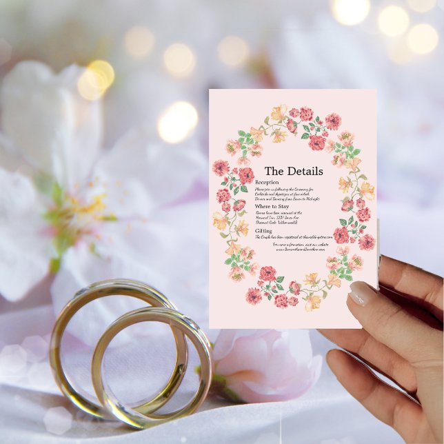 Pink Boho Watercolor Flowers Details Card (Creator Uploaded)