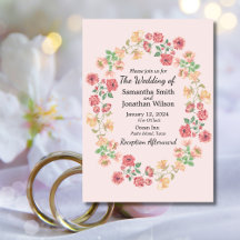 Pink Boho Watercolor Flowers Wedding