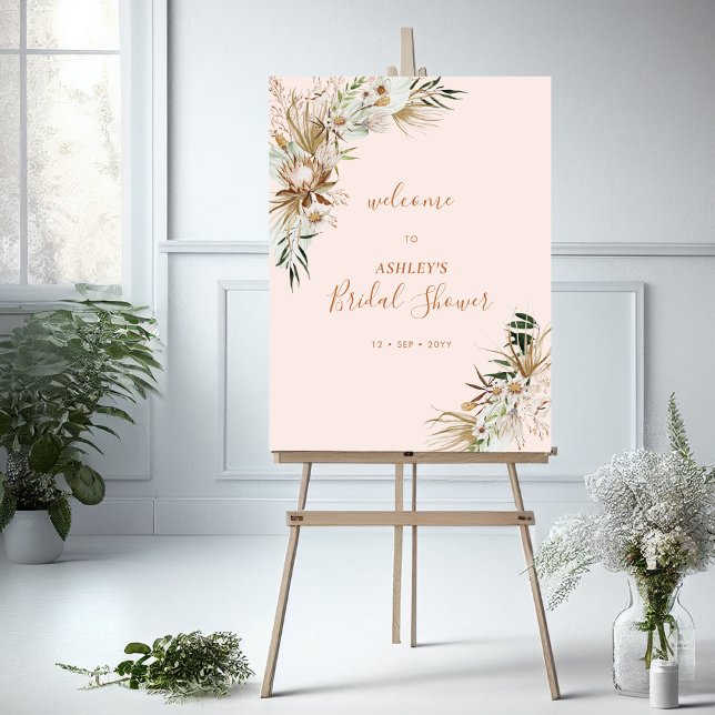 Pink Boho Wedding Bridal Shower Welcome Foam Board (Creator Uploaded)
