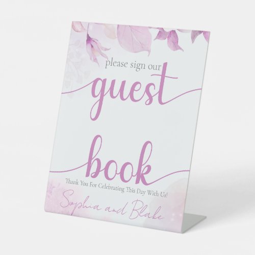 Pink Boho Wedding Guest Book Pedestal Sign