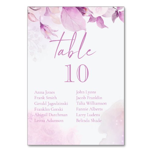 Pink Boho Wedding Table Numbers With Guest Names