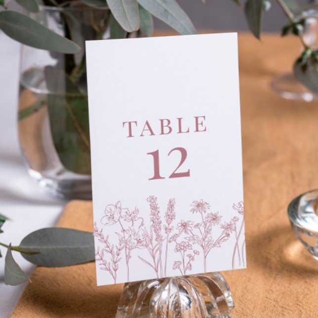 Pink Boho Wildflower Table Card Number (Creator Uploaded)
