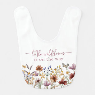 Pink Boho Wildflowers Baby Bib
