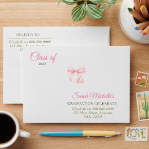Pink Boho Wildflowers Graduation Envelope