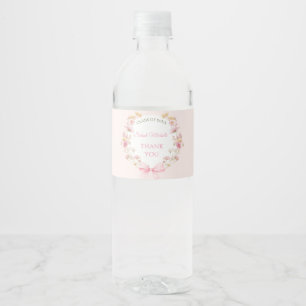 Pink Boho Wildflowers Graduation Party Graduation Water Bottle Label