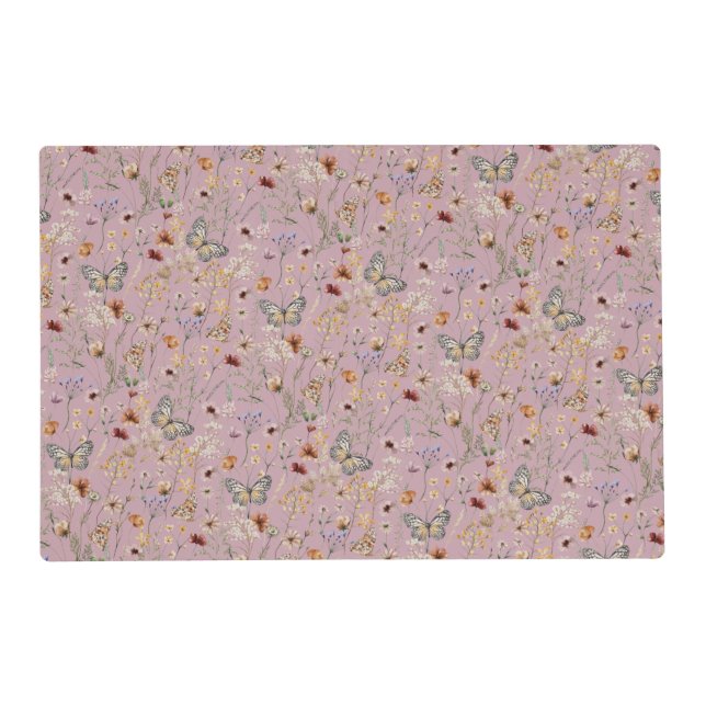 Pink Boho Wildflowers Placemat (Front)