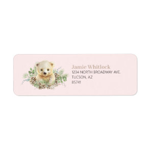 Pink Boho Winter Polar Bear Return Address Label