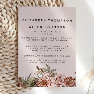 Pink Bohohemian Cottagecore Enchanted Wedding Invitation