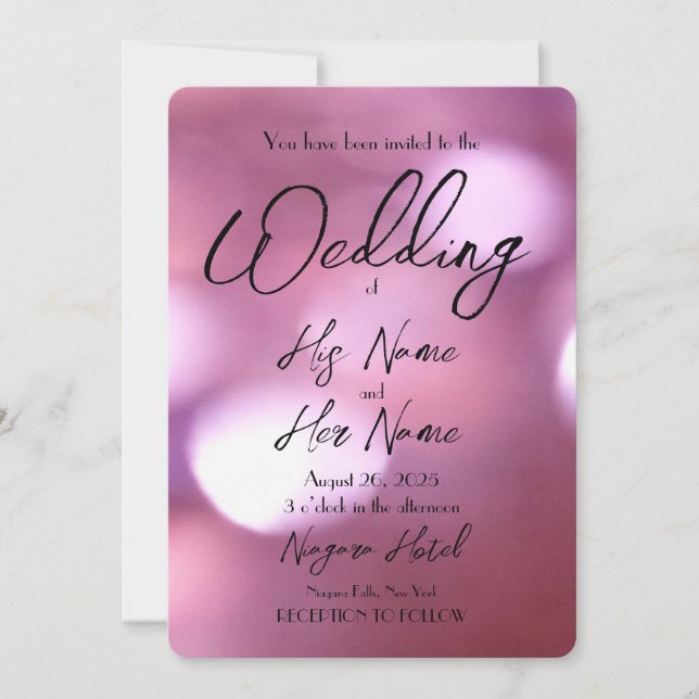 Pink Bokeh Blur - Create Your Own Wedding Invitation (Front)
