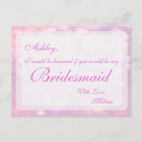 Pink Bokeh | Bridesmaid Postcard