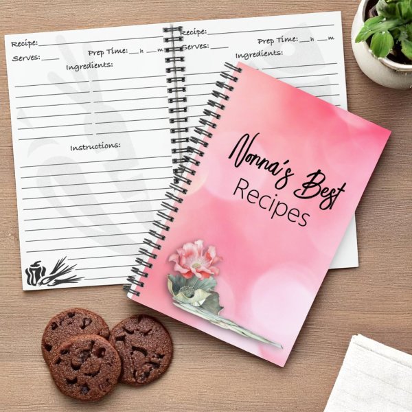 Pink Bokeh Floral Notebook with Personalized Cover
