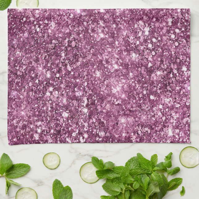 Pink Bokeh Glitter Kitchen Towel (Folded)