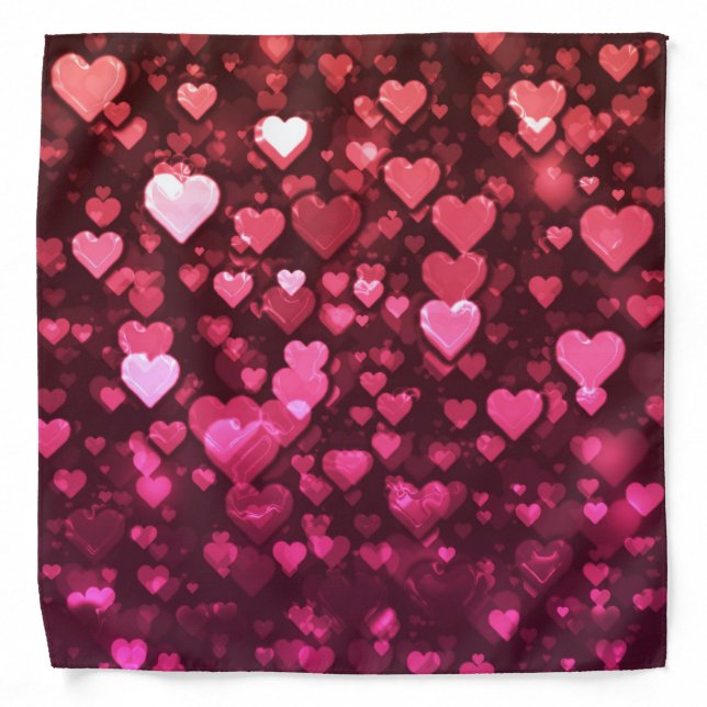 Pink Bokeh Hearts Digital Background Wallpaper Bandana (Front)