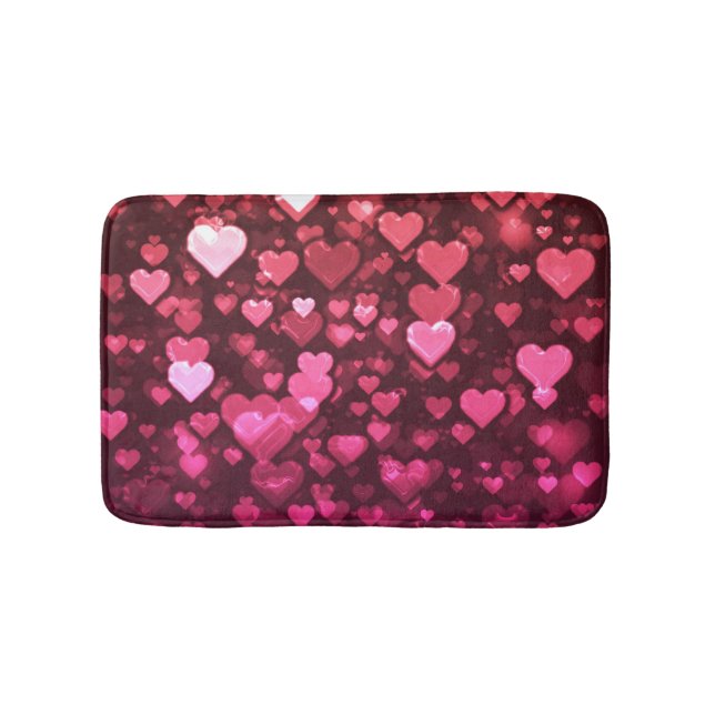 Pink Bokeh Hearts Digital Background Wallpaper Bathroom Mat (Front)
