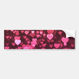 Pink Bokeh Hearts Digital Background Wallpaper Bumper Sticker
