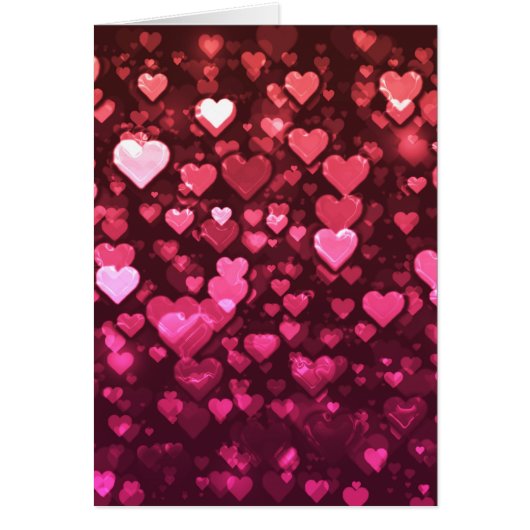 Pink Bokeh Hearts Digital Background Wallpaper Cards (Front)