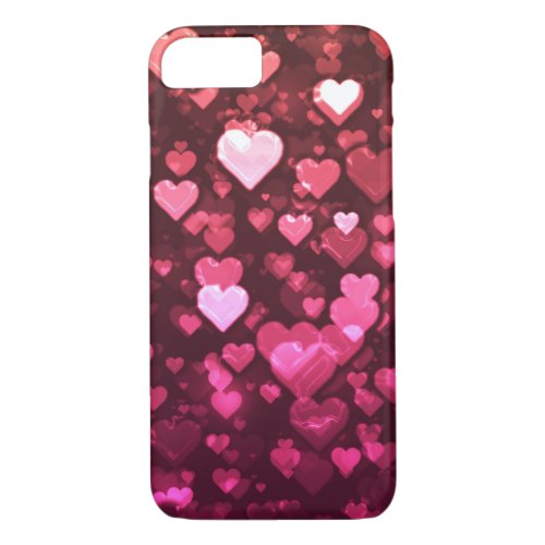 Pink Bokeh Hearts Digital Background Wallpaper iPhone 87 Case