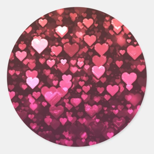 Pink Bokeh Hearts Digital Background Wallpaper Classic Round Sticker