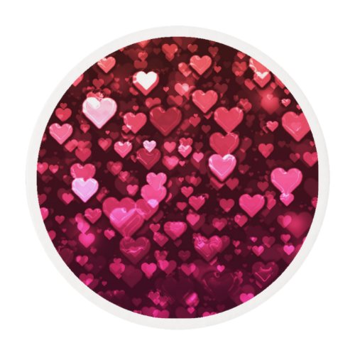 Pink Bokeh Hearts Digital Background Wallpaper Edible Frosting Rounds