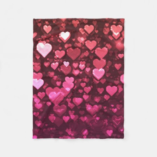 Pink Bokeh Hearts Digital Background Wallpaper Fleece Blanket