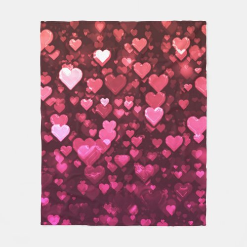 Pink Bokeh Hearts Digital Background Wallpaper Fleece Blanket