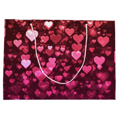 Pink Bokeh Hearts Digital Background Wallpaper Large Gift Bag