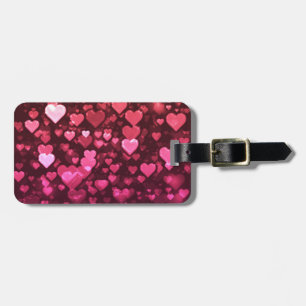 Pink Bokeh Hearts Digital Background Wallpaper Luggage Tag