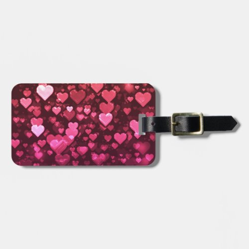Pink Bokeh Hearts Digital Background Wallpaper Luggage Tag