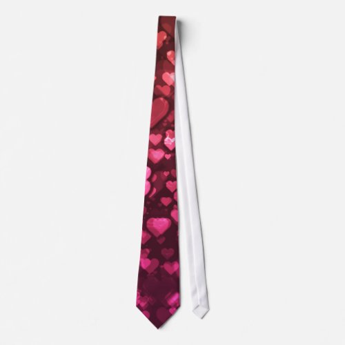 Pink Bokeh Hearts Digital Background Wallpaper Neck Tie