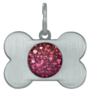 Pink Bokeh Hearts Digital Background Wallpaper Pet ID Tag