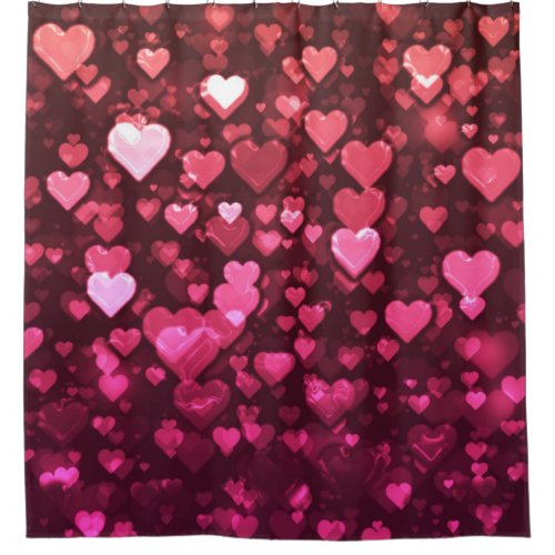 Pink Bokeh Hearts Digital Background Wallpaper Shower Curtain