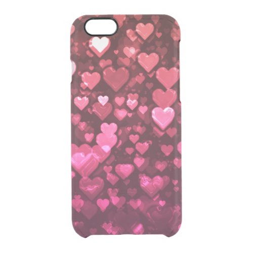 Pink Bokeh Hearts Digital Background Wallpaper Clear iPhone 66S Case