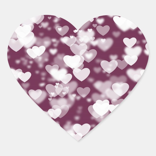 Pink Bokeh Hearts Heart Sticker (Front)