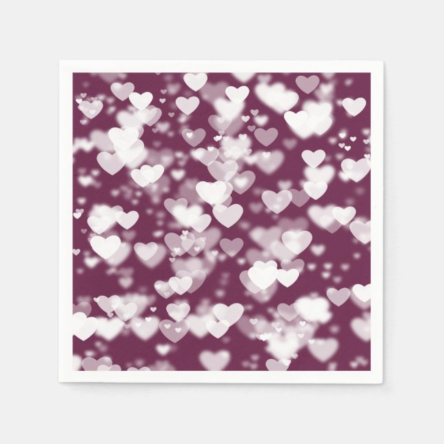 Pink Bokeh Hearts Napkins (Front)
