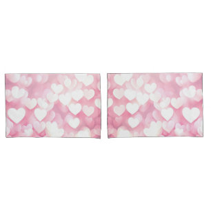 Pink Bokeh Hearts Pillow Case