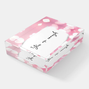 Pink Bokeh Hearts With Quote Paperweight