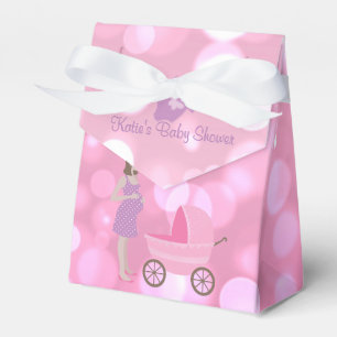Pink Bokeh Mom-To-Be Carriage Baby Shower FavorBox Favor Boxes