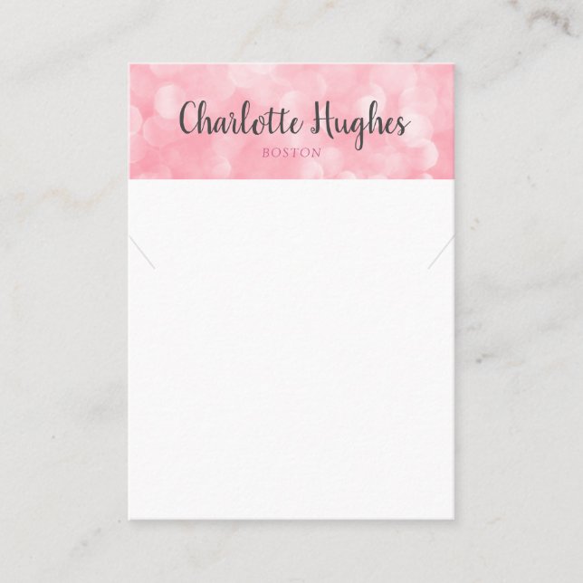 Pink Bokeh Necklace Jewelry Display Card (Front)